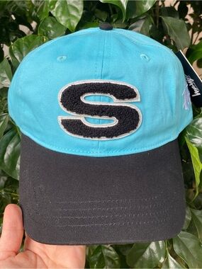 Stussy Aqua and Black S Patch Cap